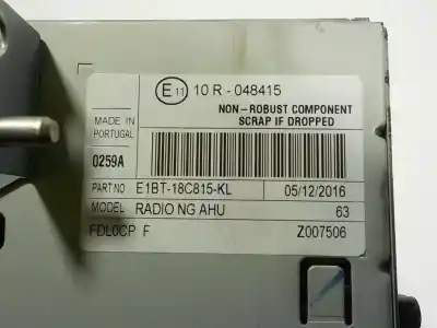 Автозапчасти б/у аудиосистема / радио cd за ford c-max (ceu) 1.5 tdci cat ссылки oem iam e1bt18c815kr e1bt18c815kl e1bt18c815kl