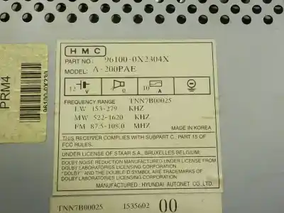 Second-hand car spare part audio system / radio cd for hyundai i10 1.1 12v cat oem iam references 961000x2304x  961000x2304x