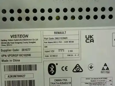 Second-hand car spare part audio system / radio cd for renault master iii furgoneta (fv) 2.3 dci 135 fwd (fv0n fv08) oem iam references   280215396r