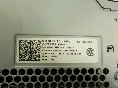 Second-hand car spare part audio system / radio cd for volkswagen scirocco (138) 2.0 tdi oem iam references 5k7035200f  5k7035200f
