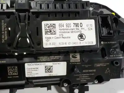 Автозапчастина б/у панель інструментів для skoda kamiq (nw4) 1.0 tsi посилання на oem iam 654920790d  654920790d