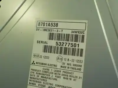Автозапчастина б/у аудіо система / радіо cd для mitsubishi space star (a00) 1.2 посилання на oem iam 8701a799xb  8701a538