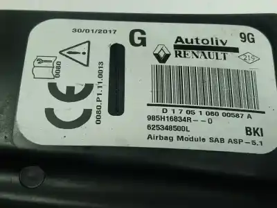 Автозапчасти б/у подушка безопасности задняя левая боковая за renault captur i (j5_, h5_) 1.2 tce 120 ссылки oem iam 985h19236r  985h16834r