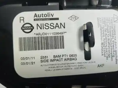 Second-hand car spare part front right side airbag for nissan qashqai / qashqai +2 i (j10, nj10, jj10e) 1.5 dci oem iam references 985h0jd00b  arjd011036497