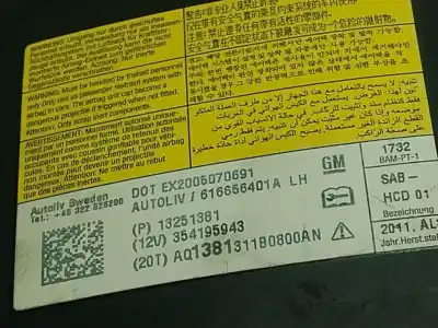 Автозапчасти б/у передняя левая боковая подушка безопасности за opel astra j (p10) 1.7 cdti (68) ссылки oem iam 13437396  354195943