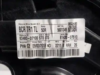 Автозапчасти б/у задний правый стеклорегулятор за hyundai tucson (tl, tle) 1.7 crdi ссылки oem iam 83481d7000  83480d7100