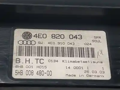 Автозапчастина б/у клімат-контроль для audi a8 (4e2) 4.2 quattro посилання на oem iam 4e0820043f5pr  4e0820043