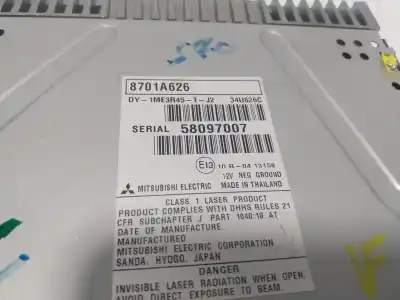 Second-hand car spare part audio system / radio cd for mitsubishi asx (ga_w_) 1.6 mivec (ga1w) oem iam references 8701a626  8701a626