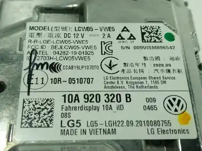 Second-hand car spare part dashboard for volkswagen id.3 (e11) pro oem iam references 10a920320c  10a920320b