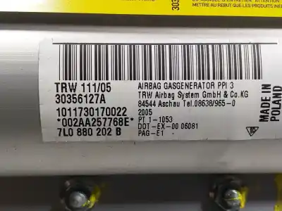 Автозапчасти б/у подушка безопасности передняя правая за porsche cayenne (typ 9pa) 4.5 v8 cat ссылки oem iam 95580307101  7l0880202b