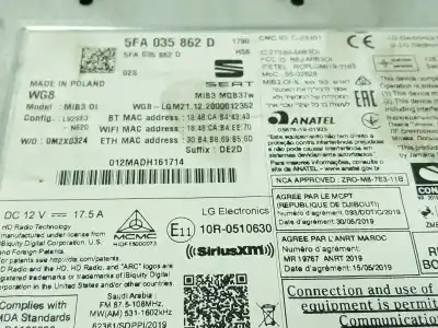 Second-hand car spare part gps navigation system for cupra formentor (km7) 1.5 tsi oem iam references 5fa035862k  5fa035862d