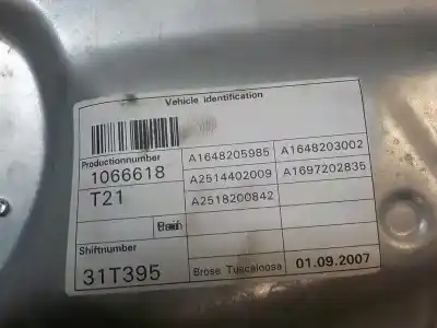 İkinci el araba yedek parçası ön sag pencere regülatörü için mercedes-benz clase r (w251) 3.0 cdi cat oem iam referansları a2517200679  a1648205985