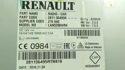 Second-hand car spare part audio system / radio cd for renault captur i (j5_, h5_) 0.9 tce 90 oem iam references 281156367r  281156495r