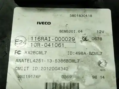 Peça sobressalente para automóvel em segunda mão caixa de fusíveis e relés por iveco daily vi furgón 33s15, 35s15, 35c15 referências oem iam   5801830418