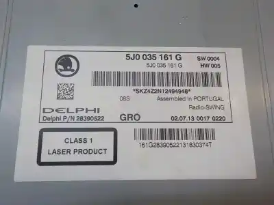 Second-hand car spare part audio system / radio cd for skoda fabia (5j2 ) urban oem iam references 5j0035161g 28390522 5j0035161g
