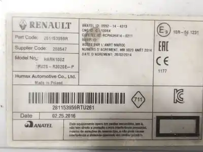 Piesă de schimb auto la mâna a doua sistem audio / cd radio casetofon pentru renault kangoo express (fw0/1_) 1.5 dci 90 (fw0g, fw05, fw08, fw11) referințe oem iam 281153959r  281153959r