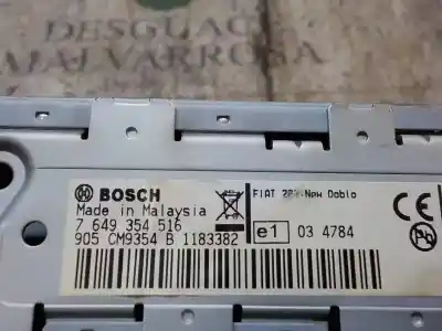 Second-hand car spare part audio system / radio cd for fiat doblo cargo 1.3 16v jtd cat oem iam references 735512486 7649354516 7649354516