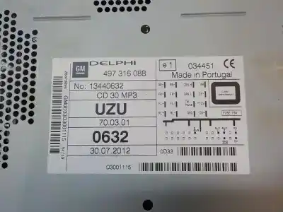 Автозапчастина б/у аудіо система / радіо cd для opel corsa d selective посилання на oem iam   