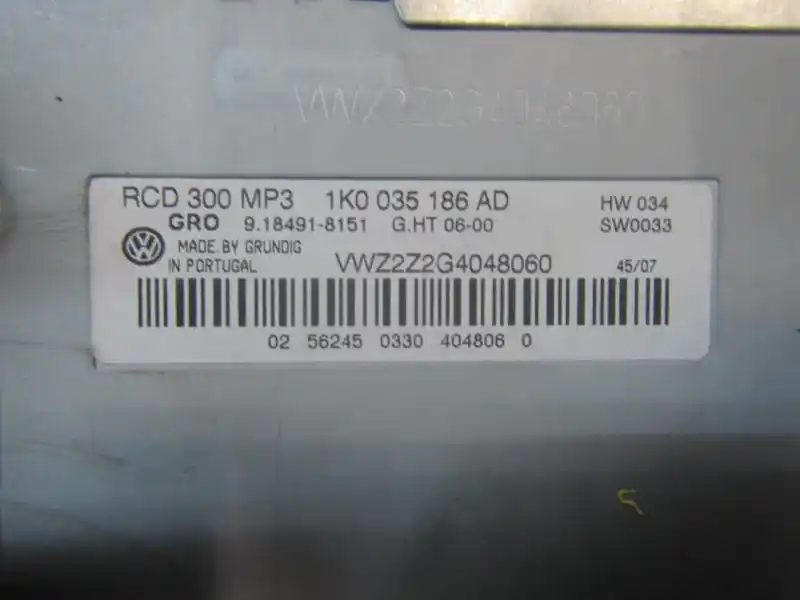 Radio Cd RCD 300 MP3 VW Golf 5 1K0035186AD 9.18491-8151