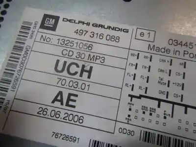 Second-hand car spare part audio system / radio cd for opel antara a (l07) 2.0 cdti oem iam references 96958247  13251056