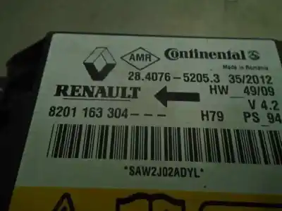 Peça sobressalente para automóvel em segunda mão centralina de airbag por dacia duster ambiance 4x2 referências oem iam 8201163304  