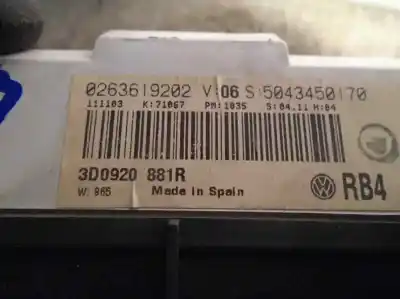 Автозапчасти б/у счетчик километров часы за vw phaeton (3d1, 3d2, 3d3, 3d4, 3d6, 3d7, 3d8, 3d9) 3.2 v6 ссылки oem iam 3d0920881r  