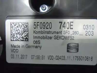 Автозапчастина б/у панель інструментів для seat leon (5f1) cyv посилання на oem iam 5f0920740e  