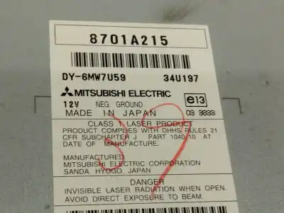Автозапчастина б/у аудіо система / радіо cd для mitsubishi outlander (cw0) 2.0 di-d intense plus посилання на oem iam 8701a215  