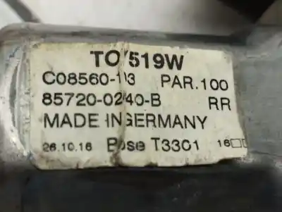 Peça sobressalente para automóvel em segunda mão elevador de vidros traseiro direito por toyota auris (e18) toyota auris referências oem iam 857200240b