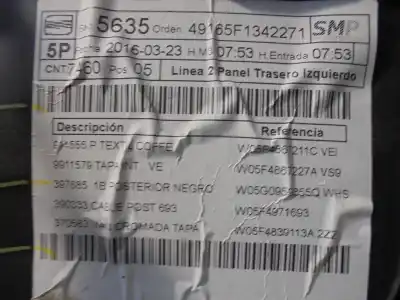 Автозапчастина б/у обкітка задніх лівіх дверей для seat leon (5f1) cxx посилання на oem iam 5f4867133  