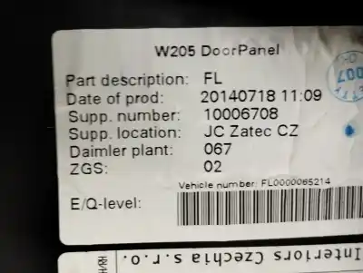 Автозапчастина б/у оббірка передніх дверей ліва для mercedes-benz clase c (w205) c 220 bluetec / d (205.002, 205.004) посилання на oem iam   