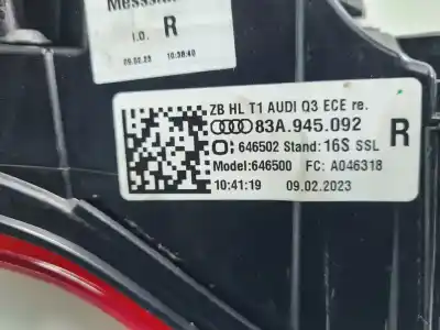 Автозапчастина б/у правий ліхтар для audi q3 (f3b) 35 tdi advanced посилання на oem iam 83a945092  