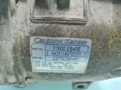 Автозапчастина б/у компресор кондиционера для nissan navara pick-up (d40m) 2.5 dci diesel cat посилання на oem iam 92600eb40e