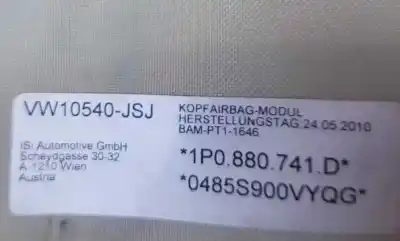 Peça sobressalente para automóvel em segunda mão airbag de cortina dianteiro esquerdo por seat leon (1p1) reference referências oem iam 1p0880741d