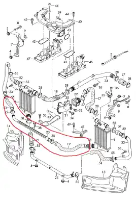 Автозапчастина б/у шланги інтеркулера для audi a6 avant (4f2) 3.0 tdi quattro посилання на oem iam 4f0145708c  