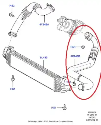 Автозапчастина б/у шланги інтеркулера для ford focus c-max (cap) trend (d) посилання на oem iam 6m516c646bb  