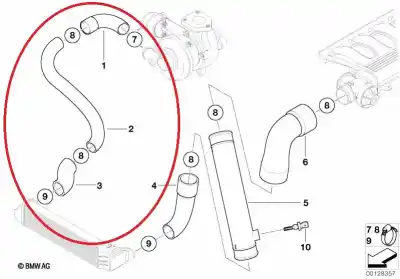 Second-hand car spare part intercooler hoses for bmw x5 (e53) 3.0d oem iam references 11612249524  
