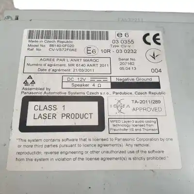 Pezzo di ricambio per auto di seconda mano SISTEMA DI NAVIGAZIONE GPS per TOYOTA VERSO (_R2_)  Riferimenti OEM IAM 861400F020  
