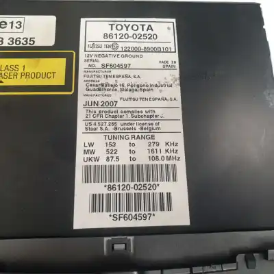 Peça sobressalente para automóvel em segunda mão SISTEMA DE ÁUDIO / RÁDIO CD por TOYOTA AURIS  Referências OEM IAM 8612002520  