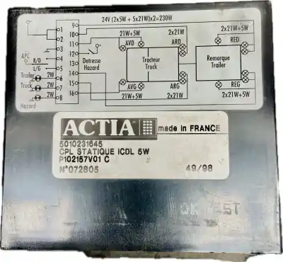 Peça sobressalente para automóvel em segunda mão relé para automóvel por renault renault renault referências oem iam 5010231645 p102157v01c