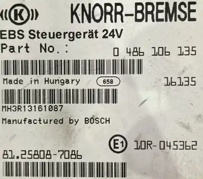 Second-hand car spare part ecu engine control for man tgx fls fls/m flrs oem iam references 81258087086 0486106135  