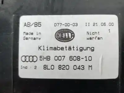 Second-hand car spare part Climate Control for AUDI A3 (8L) (09.1996->) 1.9 TDI Ambiente [1.9 Ltr. - 96 kW TDI] OEM IAM references 5HB00760810  
