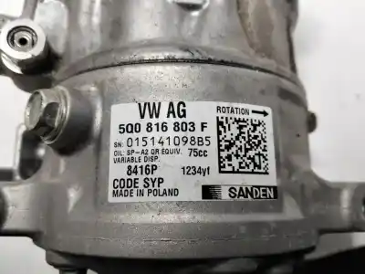 Peça sobressalente para automóvel em segunda mão compressor de ar condicionado a/a a/c por seat leon (5f1) dnuc referências oem iam 5q0816803b  