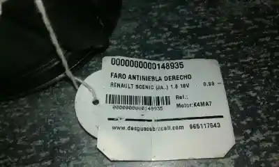 Автозапчастина б/у правий протитуман для renault scenic (ja..) 1.6 16v dynamique (ja0b/11) посилання на oem iam   