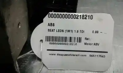 Peça sobressalente para automóvel em segunda mão abs por seat leon (1m1) 1.9 tdi referências oem iam   1c0907379l