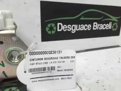 Second-hand car spare part rear right seat belt for fiat stilo (192) 1.9 multijet 140 m.schumacher oem iam references   