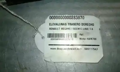 Pezzo di ricambio per auto di seconda mano alzacristalli posteriore destro per renault megane i scenic (ja0) 1.6 riferimenti oem iam   