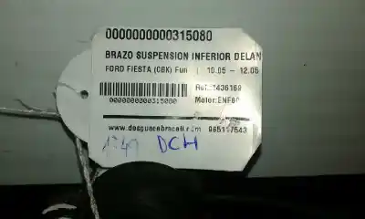 Peça sobressalente para automóvel em segunda mão braço de suspensão inferior dianteiro direito por ford fiesta (cbk) fun referências oem iam 1436169  