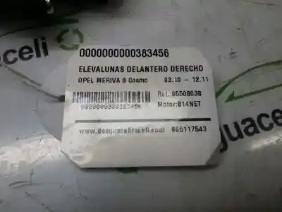 Peça sobressalente para automóvel em segunda mão elevador de vidros dianteiro direito por opel meriva b cosmo referências oem iam 95508038  1335458
