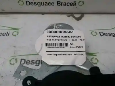 Peça sobressalente para automóvel em segunda mão elevador de vidros traseiro direito por opel meriva b cosmo referências oem iam   13354550